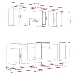 New Keittiön kalustesarja 8-osainen Kalmar, suunniteltu puu, eri värejä ja pintakäsittelyjä (43826) Valmiskeittiöt