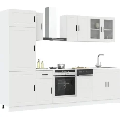 Outlet Keittiön kalustesarja 8-osainen Kalmar, suunniteltu puu, eri värejä (43823) Valmiskeittiöt