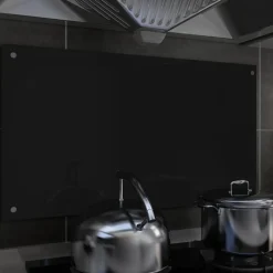Discount Keittiön roiskesuoja musta 90x50 cm karkaistu lasi Keittiötasot Ja Välitilat