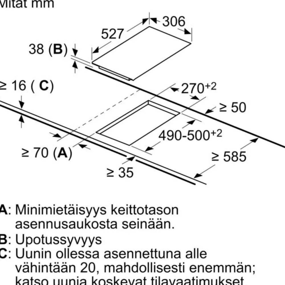 Keraaminen liesitaso Serie 6 PKF375FP2E, 30cm, musta*Bosch Best