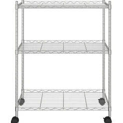 3-kerroksinen varastohylly pyörillä 60x35x81 cm kromi 150 kg*FinePRICE New