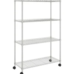 4-kerroksinen varastohylly pyörillä 90x35x142 cm kromi 200 kg*FinePRICE Sale