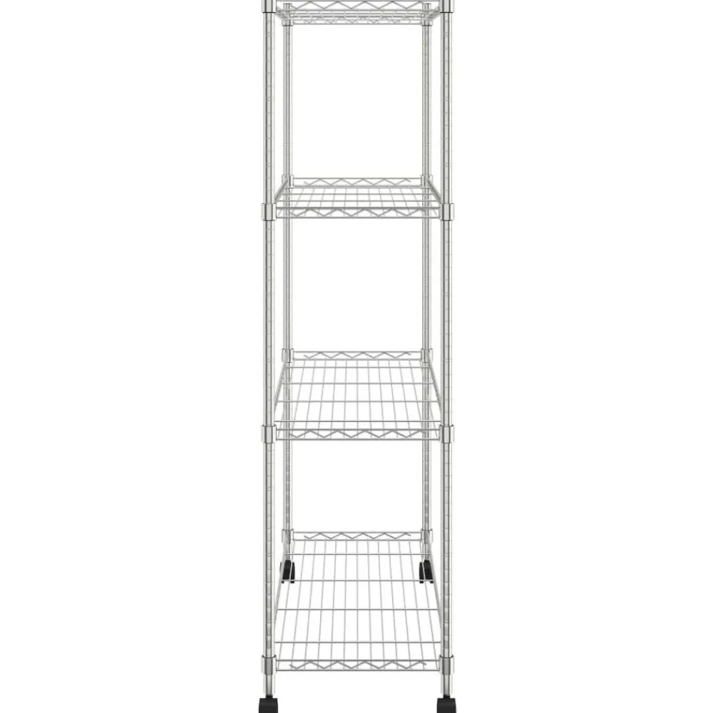 4-kerroksinen varastohylly pyörillä 90x35x142 cm kromi 200 kg*FinePRICE Sale