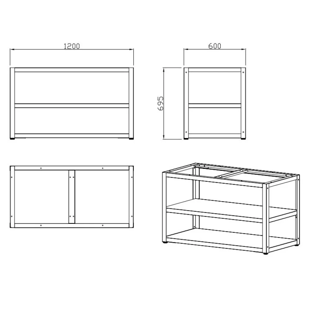 Kesäkeittiön perusmoduuli 120 cm 2 moduulia musta*Myoutdoorkitchen Online