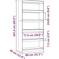 Kirjahylly/tilanjakaja 80x30x71,5-199,5cm, mänty, erikokoja ja värejä*FinePRICE Hot