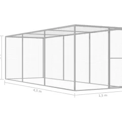 Kissahäkki 4,5x1,5x1,5 m galvanoitu teräs*FinePRICE Online