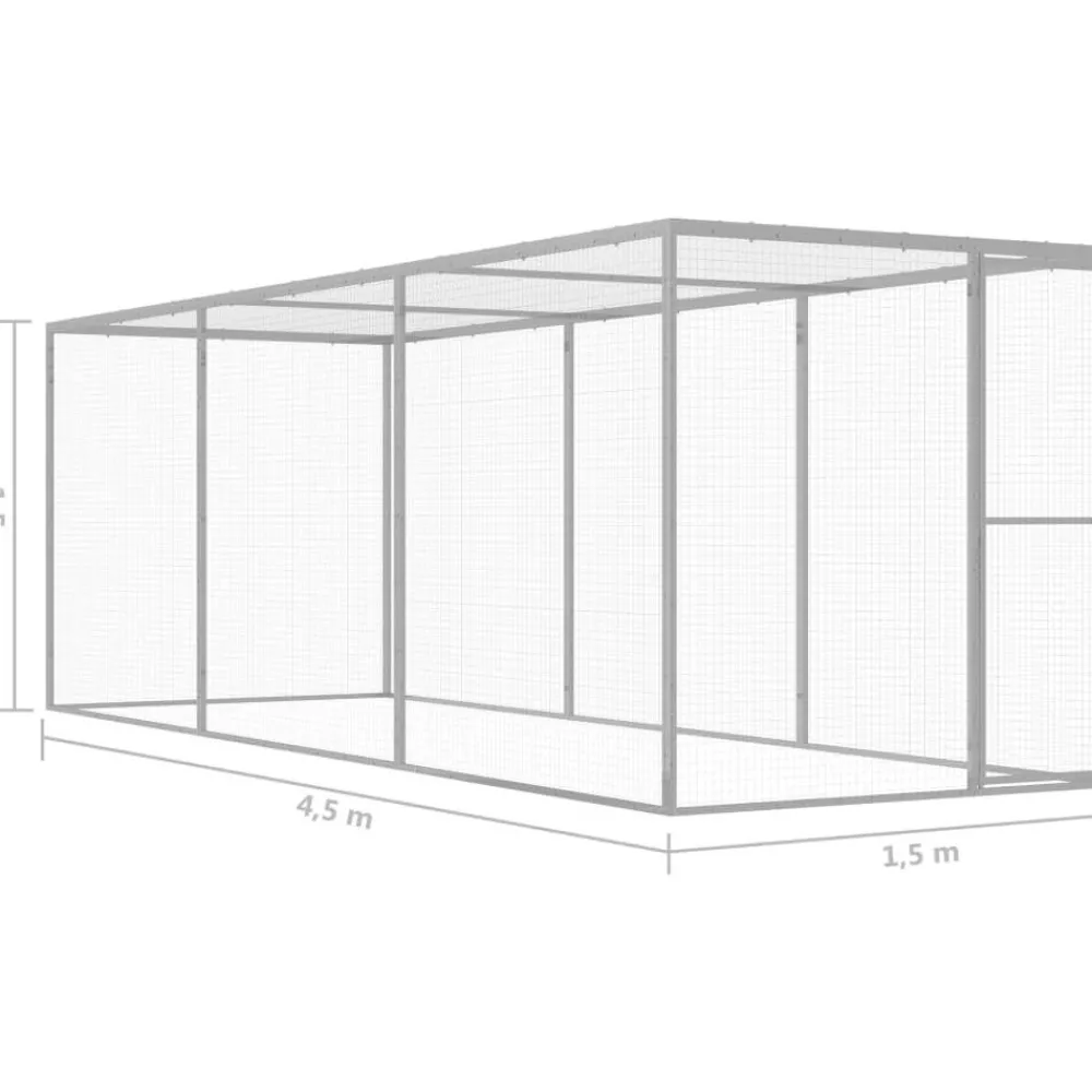 Kissahäkki 4,5x1,5x1,5 m galvanoitu teräs*FinePRICE Online