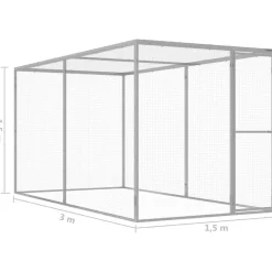 Clearance Kissahäkki 3x1,5x1,5 m galvanoitu teräs Lemmikkitarvikkeet