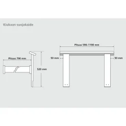 Kiuassuojakaide , 990mm, lyhennettävä, puuvalmis, eri vaihtoehtoja*Hermanni Outlet