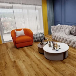 Kivikomposiittivinyylilankku Väinämöisen venepuu, integroitu askeläänieriste*DomusFlooring Outlet