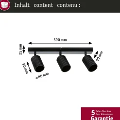 Kohdevalaisin Lirena 3-osainen GU10 max. 3x10W metalli, mattamusta*Paulmann Outlet