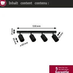 Kohdevalaisin Lirena 4-osainen GU10 max. 4x10W metalli, mattamusta*Paulmann New