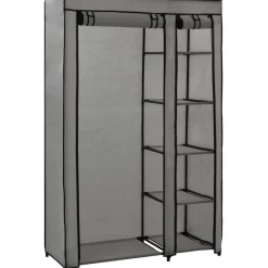 Kokoontaitettava vaatekaappi harmaa 110cm kangas*FinePRICE Discount