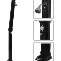 Kokoontaittuva aurinkovoimasuihku 214 cm musta 23 l*FinePRICE