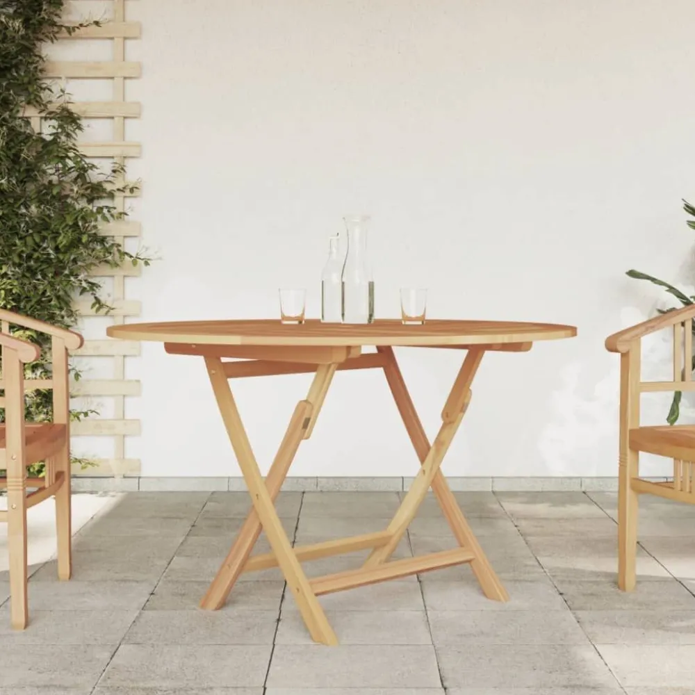 Discount Kokoontaittuva puutarhapöytä Ø 120x75 cm, tiikki Puutarhapöydät|Puiset Puutarhakalusteet