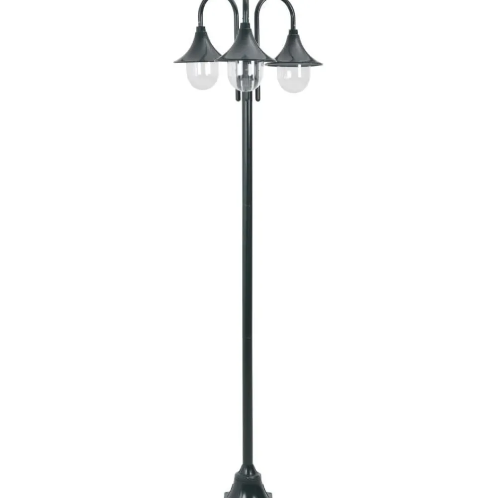 Kolmelyhtyinen pylväsvalaisin puutarhaan e27 220 cm vihreä*FinePRICE Outlet