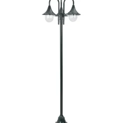 Kolmelyhtyinen pylväsvalaisin puutarhaan e27 220 cm vihreä*FinePRICE Outlet