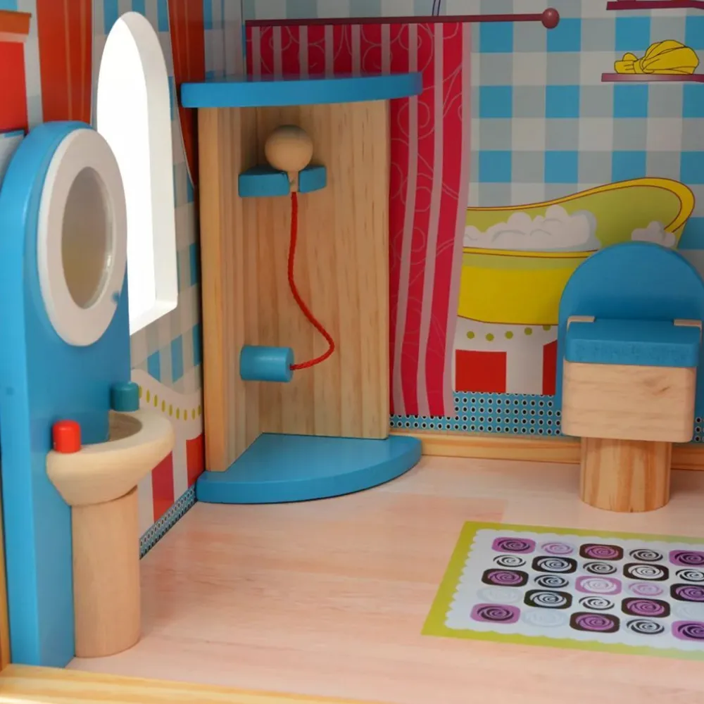 Kolmikerroksinen Nukkekoti Puu 60x30x90 cm*FinePRICE Online
