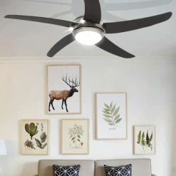 Clearance Koristeellinen tuuletinvalaisin valolla, 128 cm, ruskea Tuuletinvalaisimet