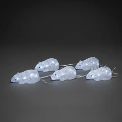 Koristevalosarja Akryylihiiret, 5 hiirtä, 40 x kylmän valkoinen LED*Konstsmide Hot