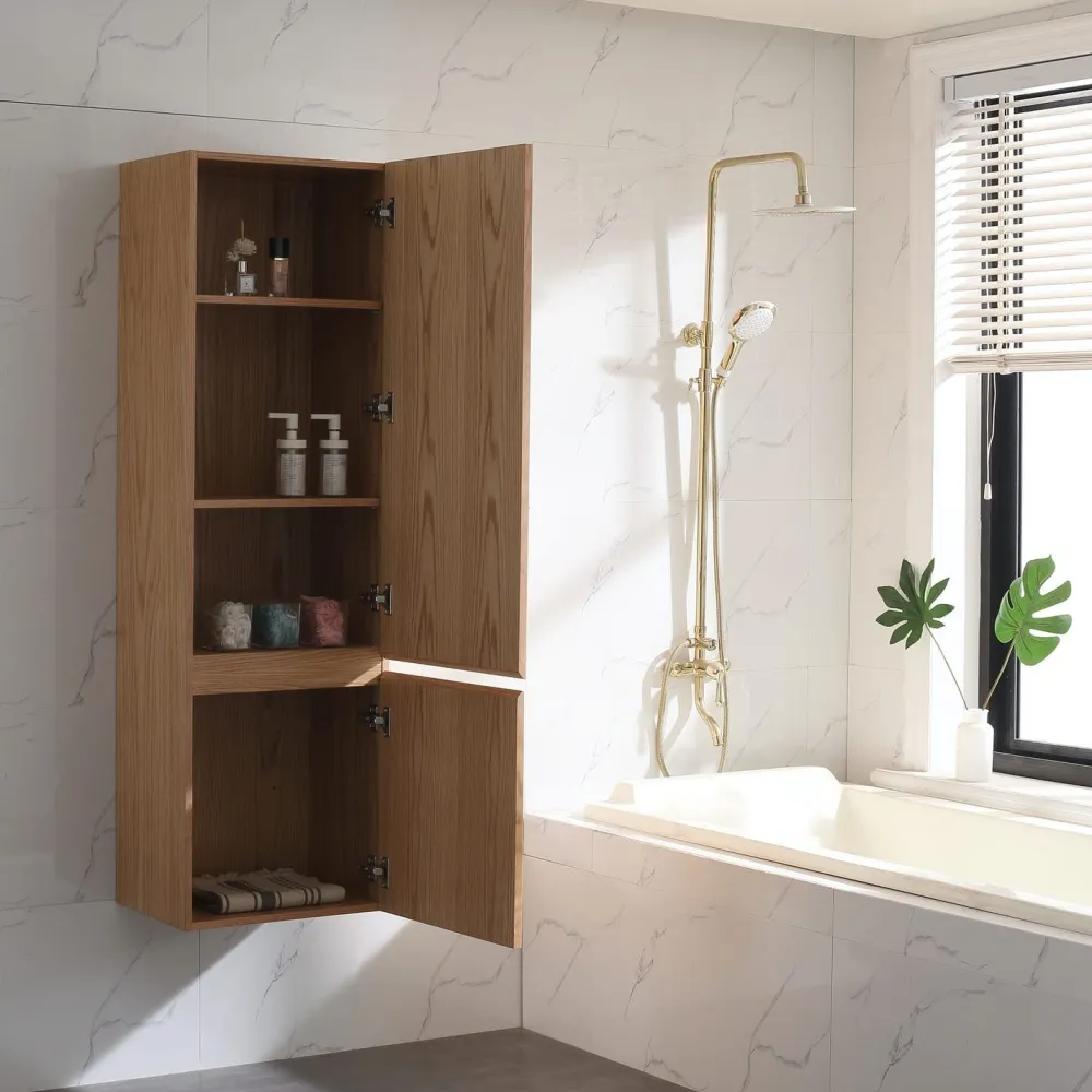 Discount Korkea kaappi Bahtlife Lättsam 1500x450 mm tammi Kylpyhuoneen Kaapit