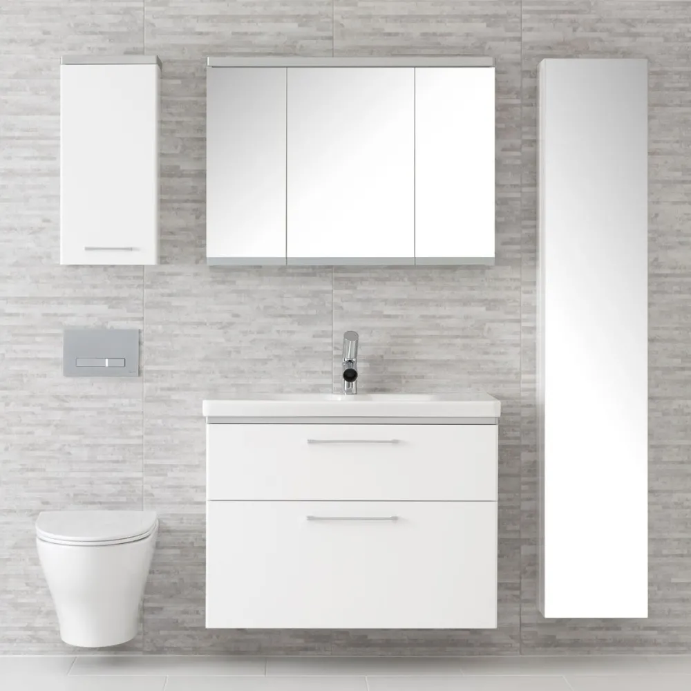 Sale Korkea kaappi Glow 330x1750x360mm vetimellä valkoinen Kodinhoitohuoneen Kalusteet