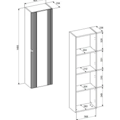 Korkea kaappi Falun, 400x254x1400mm, 1-ovella, tammi*Interia Sale
