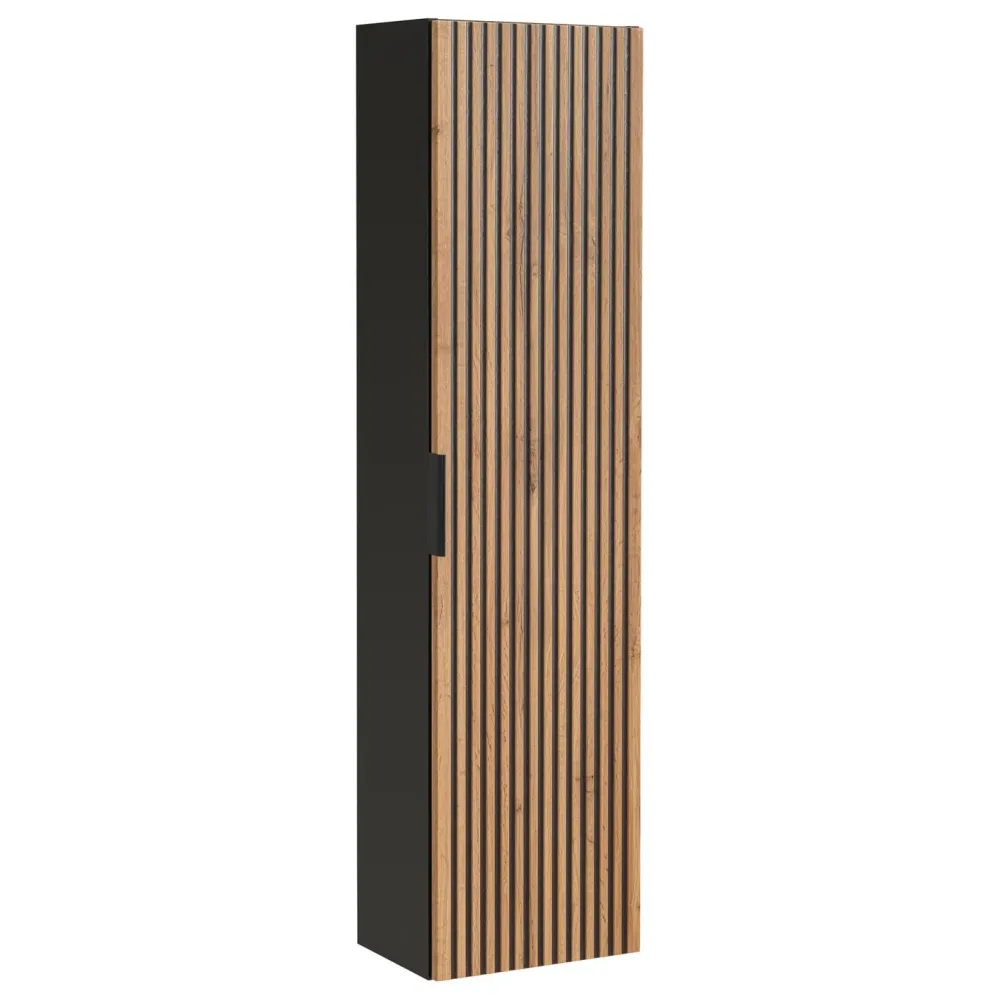Korkea kaappi Loki 140x35x25 cm, tammi/musta*Interia Best