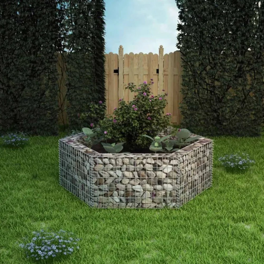 Discount Korotettu kuusikulmainen gabion-/kivikorikehys 1, eri kokoja Muurikivet
