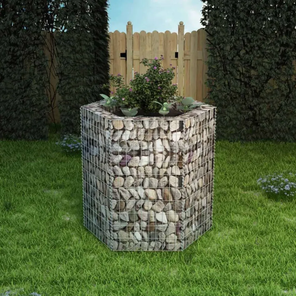 Discount Korotettu kuusikulmainen gabion-/kivikorikehys 1, eri kokoja Muurikivet