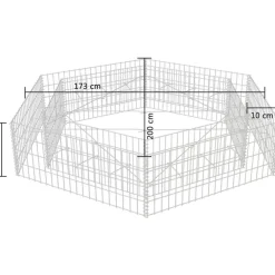 Korotettu kuusikulmainen gabion-/kivikorikehys 200x173x40 cm Istutuslaatikot|Puutarhatarvikkeet