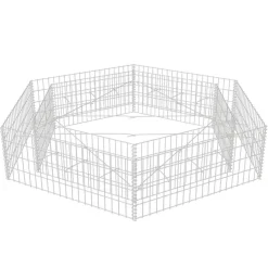 Korotettu kuusikulmainen gabion-/kivikorikehys 200x173x40 cm Istutuslaatikot|Puutarhatarvikkeet