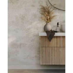 Clearance Kostean tilan tapetti Aquarelle Botanic Grey Märkätilan Muovimatot|Märkätilan Tapetit