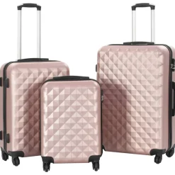 Kovapintainen matkalaukkusetti 3 kpl ruusu kulta ABS*FinePRICE Clearance