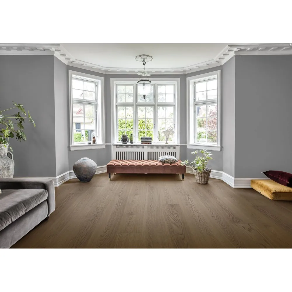 Discount Kovetettu puulattia Tammi Hagstad 3.0 Shadow Brown, harjattu, mattalakattu, eri kokoja Kovapuulattiat