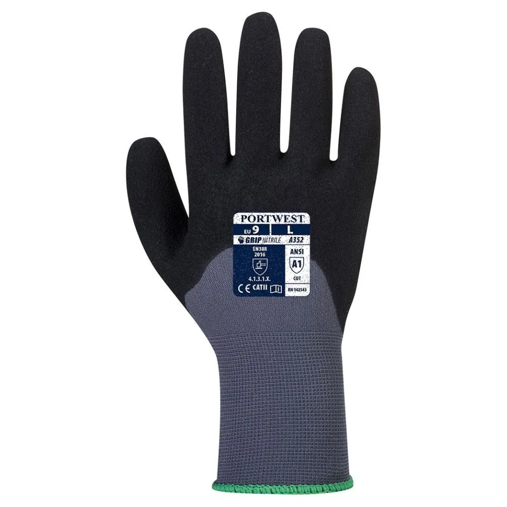 Käsineet A352 DermiFlex Ultra 12 paria/pkt harmaa/musta*Portwest Discount
