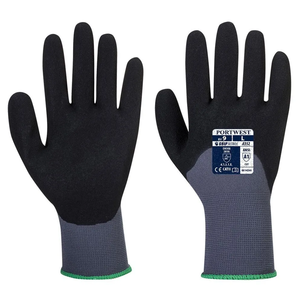Käsineet A352 DermiFlex Ultra 12 paria/pkt harmaa/musta*Portwest Discount
