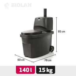 Kuivikekäymälä 140l, lämpöistuin, tummanharmaa*Biolan Best