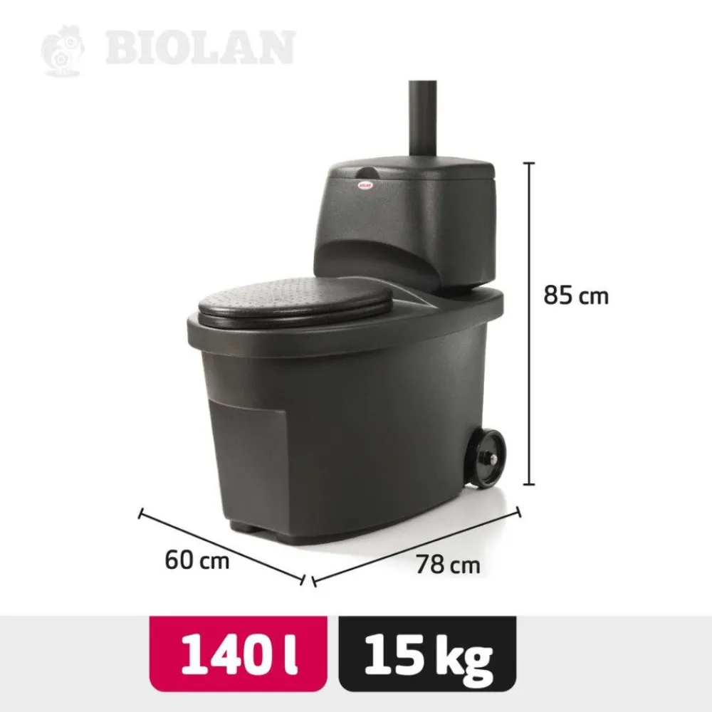 Kuivikekäymälä 140l, lämpöistuin, tummanharmaa*Biolan Best