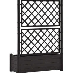Outlet Kukkalaatikko säleiköllä 100x43x142 cm pp antrasiitti Istutuslaatikot