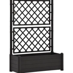 Outlet Kukkalaatikko säleiköllä 100x43x142 cm pp antrasiitti Istutuslaatikot