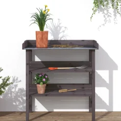 Best Kukkapöytä hyllyillä harmaa 78x38x82,5 cm, kuusi Terassin Sisustus|Terassin Sisustus