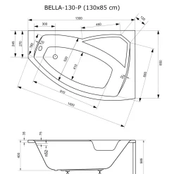 Kylpyamme Bella 130  1300 x 850 mm*Interia Outlet