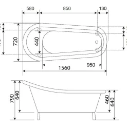 Sale Kylpyamme  Old England 156, 1560x720mm, , eri tassuvärejä Kylpyammeet