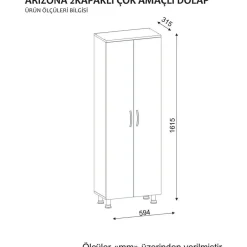Kylpyhuoneen kaappi Arizona 2, 59.4x173.6cm, valkoinen*Linento Furniture New