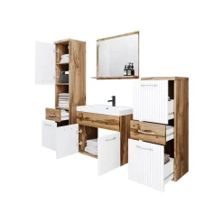 Kylpyhuoneen kalusteryhmä pesualtaalla ALBA MDF, beige/valkoinen (6241)*Nomla Discount