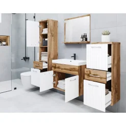 Kylpyhuoneen kalusteryhmä pesualtaalla ALBA MDF, beige/valkoinen (6241)*Nomla Discount