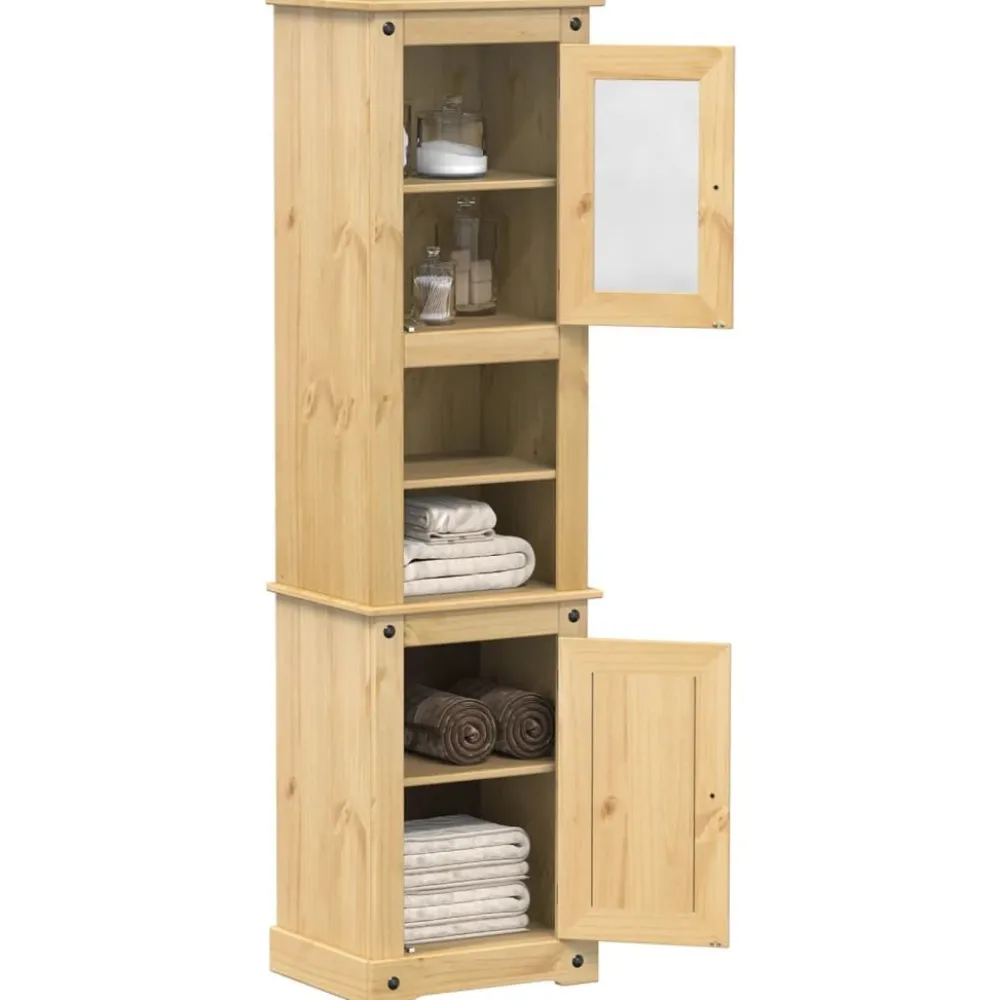 Discount Kylpyhuoneen korkea kaappi Corona 50x40x185 cm täysi mänty (02792) Kylpyhuoneen Kaapit