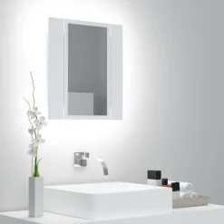 Kylpyhuoneen LED peilikaappi, valkoinen, 40x12x45 cm*FinePRICE Online