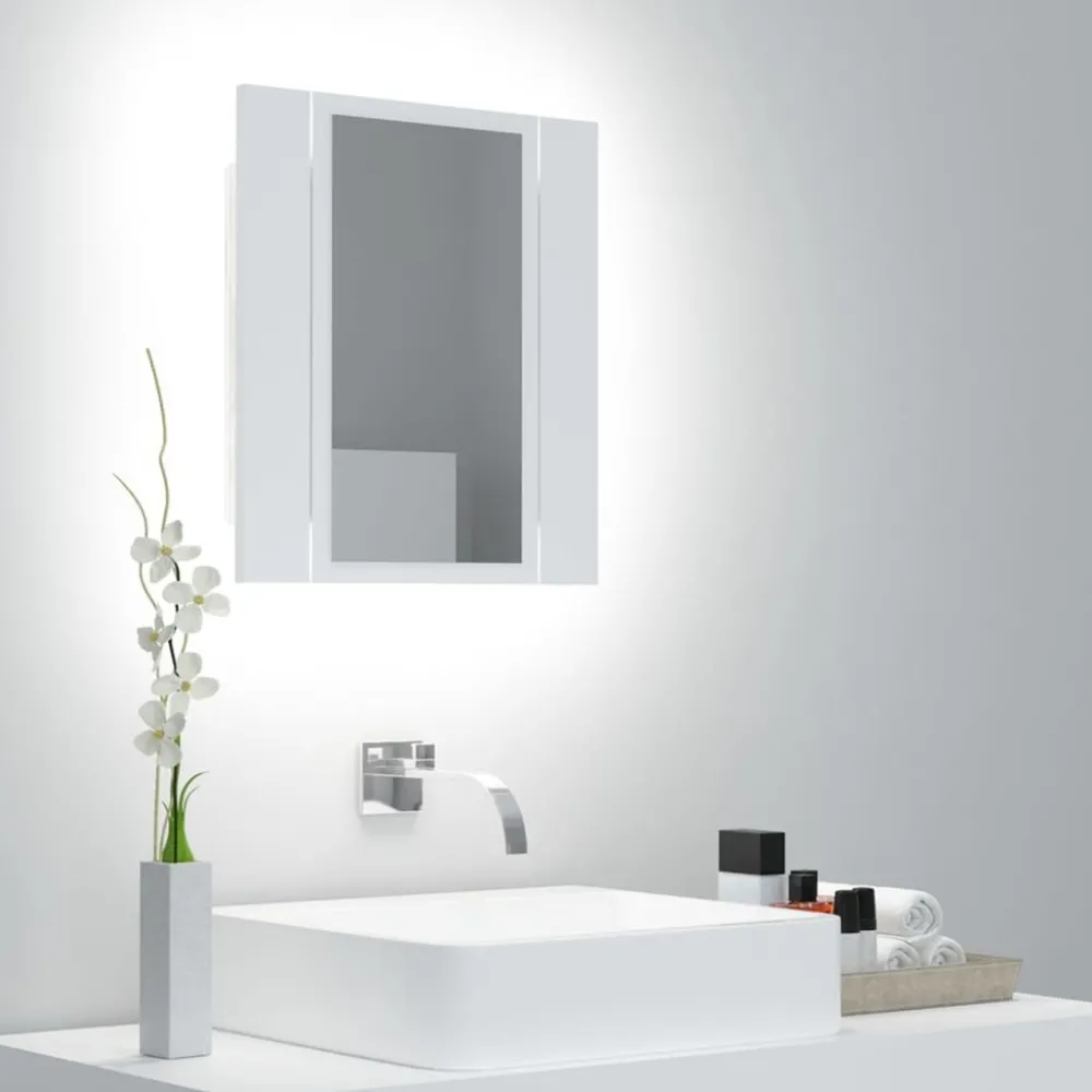 Kylpyhuoneen LED peilikaappi, valkoinen, 40x12x45 cm*FinePRICE Online